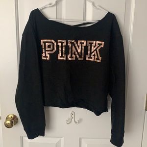 VS PINK raw hem OTS sweatshirt